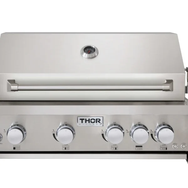32 Inch 4-Burner Gas BBQ Grill with Rotisserie in Stainless Steel