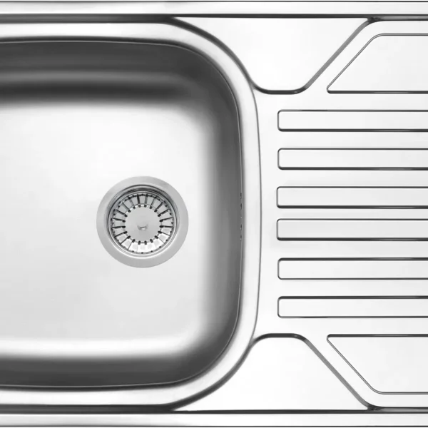 Steel sink, 1-bowl with drainer - 3.5" drain