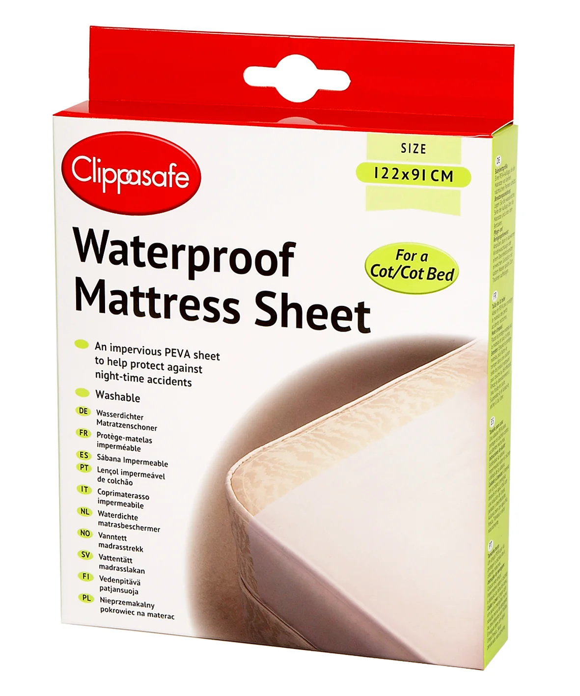 Clippasafe Waterproof Mattress Sheet – Cot 122x91cm