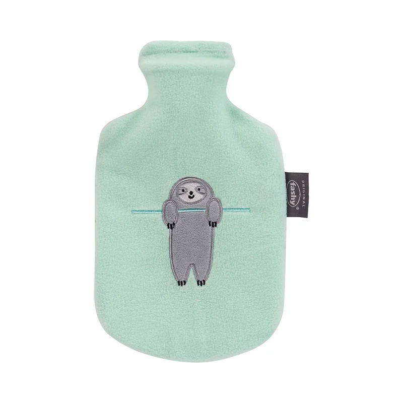 Fashy Hot Water Bottle with Cover 0.8L Green Sloth