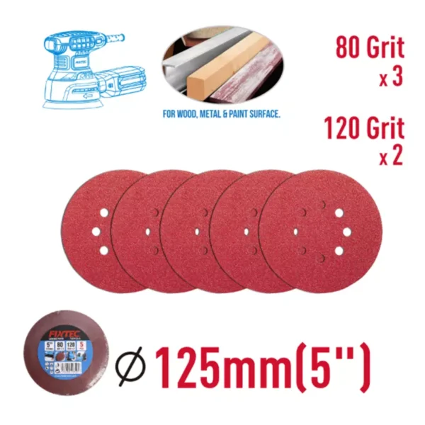 5PCS SANDING PAPER 125mm